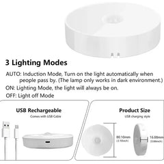 6PCS Motion Sensor LED Night Light USB Rechargeable Night Lamp For Kitchen Cabinet Wardrobe Lamp Staircase Wireless Closet Light
