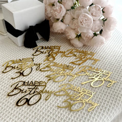 New 18, 30, 40 and 50 Years Old Happy Birthday Cake Topper Gold Acrylic Birthday Party Cake Toppers Decorations Baking Supplies