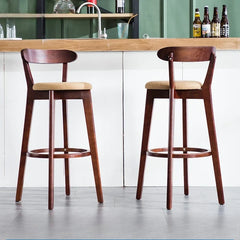 Solid Wood High Back Bar Stool Counter Height Modern Minimalist Home Bar Kitchen Island Seating Sillas Para Barra Bar Chair