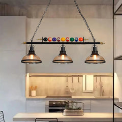 Retro Billiard Pendant Lamp LED with 3 Glass Shades Adjustable chandelier Dining Table For Bar Indoor Industrial Decor Lights