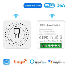 16A Mini Breaker Voice Control for Homekit Siri Alexa Google Alice Tuya Smart Home WiFi Smart Switch with Power Monitor