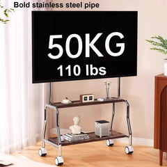 Rolling Floor Mobile TV Stand for 32-75 Inch LCD LED Flat/Curved Panel Screen TVs TV Cart Holds up to 110Lbs Max VESA 600x400mm