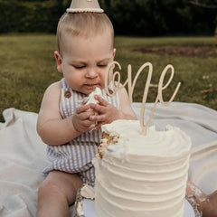New Wooden Birthday Happy Cake Topper Laser Cut Number ONE Kids Party Cake Toppers for Baby Shower Year Old Dessert Decoration