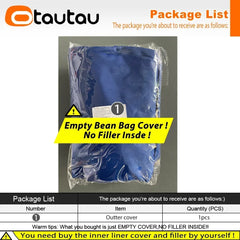 OTAUTAU M/L Outdoor/Home Bean Bag Cover 140x180cm DD103【No Filler Inside! You Need To Buy Filler By Yourself !】