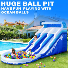 Water Slide for Adults Kids Double Inflatable Adult Water Slides with Blower, Giant Blow Up Water Slide Backyard