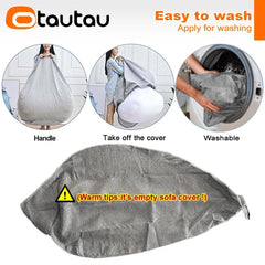 OTAUTAU Cotton Linen Bean Bag Cover without Filler Floor Corner Lazy Beanbag Chair Pouf Salon Ottoman Puff Lounger Sac DD002