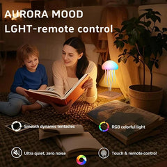 LED Jellyfish Lamp with 9 Tentacles 2 Working Modes Ultra Long Battery Life Colour Gradient Light Effects with Remote Control