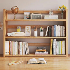 Simple desktop bookshelf dormitory multi-layer storage rack home student desk finishing shelf solid wood with extraction rack