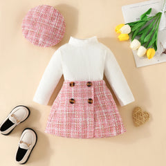 ma&baby 6M-3Y Toddler Infant Newborn Baby Girls Clothes Sets Knit Long Sleeve Tops Plaid Skrits Hat Fall Spring Outfits D05