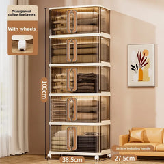 Large Capacity Cream Wind Storage Cabinet Quilt Wardrobe Free Installation Folding Storage Shelf Storage Box Locker