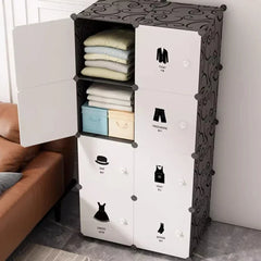 Portable Plastic Folding Wardrobe Closet Sturdy Durable Easy Assembly Clothes Storage Cabinet Bedroom Dorm Apartment Rental