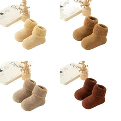 Fashion 0-3Year Kids Woolen Socks Looped Winter Thick Warm Snow Floor Socks Velvet Lining Newborn Footwear Toddler Baby Socks