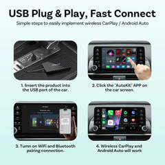 OTTOCAST Play2 Video Pro Wireless Carplay Adapter Android Auto Video Ai Box Built in Youtube Netflix for Car with Wired Carplay