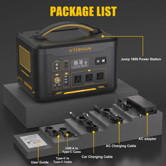 VTOMAN JUMP 2200 / JUMP 1800 Portable Power Station 828/1548Wh LiFeP04 Battery Solar Generator Solar for Home Outdoor Camping