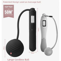 Cordless Jump Rope with Counter Weighted Ball Large LCD Display Skipping Rope for Women Adults Home Gym