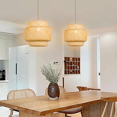 Modern 30cm E27 Bamboo Pendant Light Hand Woven Bamboo Art Chandelier Dining Room Lantern Chandelier Bedroom Dining Room Lamp