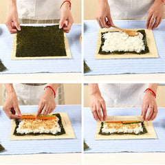 Exquisite Bamboo Sushi Mat with White Finish Seaweed Rice Roll Curling Non Stick Japanese Style Kitchen Essential Sushi Making