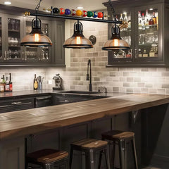 Retro Billiard Pendant Lamp LED with 3 Glass Shades Adjustable chandelier Dining Table For Bar Indoor Industrial Decor Lights
