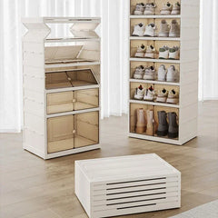 Household Goods Home Dust-proof No Installation Foldable Transparent Folding Shoe Box, Large Capacity Shoe Storage Box