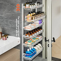 Multi-layer adjustable kitchen cabinet wall condiment seasoning rack No punching wall hanging storage shelf