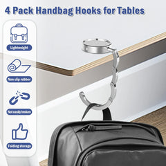 4-60Pcs Tables Handbag Hooks Portable Table Bag Holder Folding Purse Hangers Key Holder Non-Slip Fashion Travel Storage Hanger
