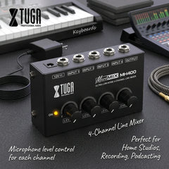 Mini Mixing Console 4 Channel Audio Mixer Mobile Recording Soundcard Studio Podcasting Live Streaming Equipment MH400