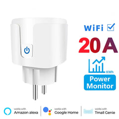 Tuya Zigbee Smart EU Socket 20A WiFi Plug Power Monitoring Smart Home Voice Control Compatible with Google Assistant And Alexa