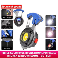 LED Micro Flashlight Pocket Keychain Flashlights USB Rechargeable Torch Strong Magnet Screwdriver Hammer Outdoor Emergency Lamp