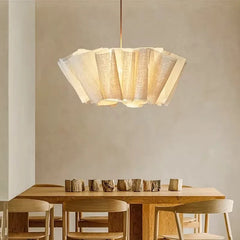 Wabi Sabi Pleated Pendant Light Nordic Linen Fabric Chandelier For Living Room Study Clothes Shop Restaurant Decoration Light