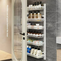 Multi-layer adjustable kitchen cabinet wall condiment seasoning rack No punching wall hanging storage shelf
