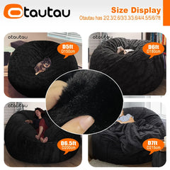 OTAUTAU 5ft Giant Fluffy Faux Bunny Fur Bean Bag Cover Winter Christmas Pouf Cover DD003【No Filler!Need uy Filler By Yourself!】