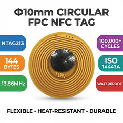 10mm FPC NFC Tag NTAG213 Rewritable Sticker for iPhone Android Devices Mini RFID Sticker 144 Bytes for Smart Home Automation