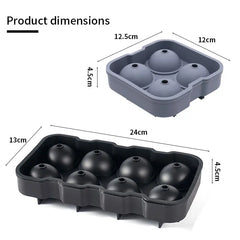 Large Sphere Ice Cube Molds 4/8 Grid Whiskey Ice Mold Leak-free Round Ice Cube Mold Easy Fill & Release Ice Ball Maker Tools