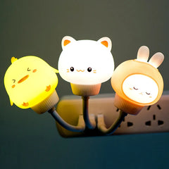 USB Night Light LED Cute Cartoon Night Lamp Bear Chick Kitten for Baby Kid Bedroom Decoration Bedside Lamp