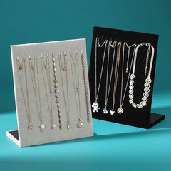 L-shaped Necklace Display Rack, Black Plush Necklace Display Stand for Bangle Chain Necklace Display & Storage