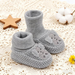 0-12months Infant Knitted Baby Booties with Ears Soft Comfortable Winter Shoes for girls boys