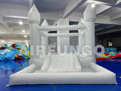 (This product is currently out of stock)White Bounce House With Slide Ball Pit Party Inflatable Mini Bouncy Castle With Blower