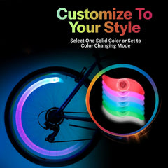 2 Pcs LED Bike Wheel Lights, 2-Pack - Color Changing & Color Select Modes - Light Up Your Spokes - Morph Through Rainbow Colors