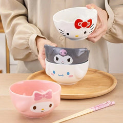 For Sanrio 5Inches Ceramic Rice Bowls Home Cute for Melody& Cinnamoroll& Kuromi Tableware Cartoon Anime Relief Bowl for Children