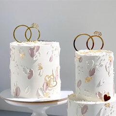 Ins Gold Acrylic Ring Wedding Cake Topper Bride Groom Proposal Party Wedding Cake Topper for Engagement Gift Dessert Decoration