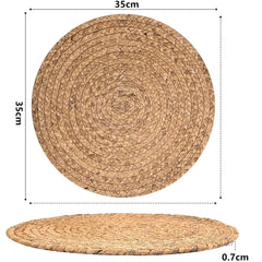 Round Woven Placemat Boho Rattan Placemats Natural Water Hyacinth Placemat Farmhouse Weave Place Mats Braided Wicker Table Mats