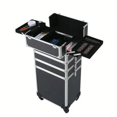 4 in 1 Pro Aluminum Rolling Makeup Case Salon Cosmetic Organizer Trolley US
