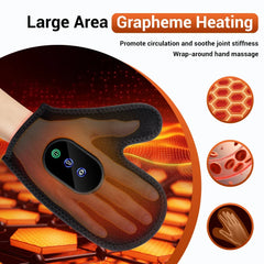 Portable Electric Red LED Light Hand Massager with Heat Compression Cordless Glove Massage Fingers Palm Full Wrapped Relaxation