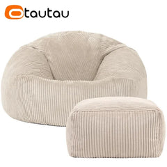 OTAUTAU Corduroy Bean Bag Pouf Cover Without Filler Lazy Floor Beanbag Chair Sac Puff Ottoman Lounger Frameless Furniture DD025