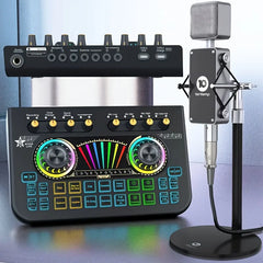 Tenlamp X3-B333 Mic Mixer Set Podcast Influencer KOL Singing Gaming DJ Mixing Station Controller Equipment Studio Recording Electronic Music Mixer Power Karaoke Machine Available Dynamic Condenser Wireless Microphone Microfo