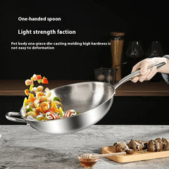 Kengqiang Pure Titanium Frying Pan Uncoated Non Stick Pan Fish Scale Hammer Pattern Titanium Alloy Wok Kitchen Custom Cookwares
