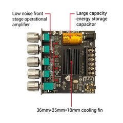 MT21 2.1 Channel Bluetooth 5.0 Audio Amplifier Board 100W Subwoofer 50W*2 L/R Stereo Amp Module Bass Treble Control AUX Input DC12-24V for Home Speaker DIY