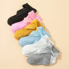 8 Pairs Baby Girls Bow Socks Set Soft Ankle Socks 0-3Y Toddler Princess Socks With Big Bow Solid Color Kids Socks