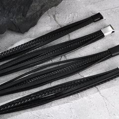 Multi Layer Braided Rope Bracelets for Men,Classic Handmade PU Leather Wristband with Magnetic Buckle,Trendy Punk Jewelry Gift
