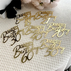 New 18, 30, 40 and 50 Years Old Happy Birthday Cake Topper Gold Acrylic Birthday Party Cake Toppers Decorations Baking Supplies